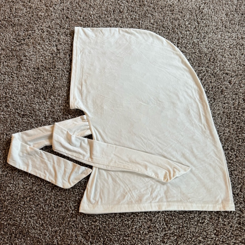 Ivory balaclava with ties, Muslim hijab